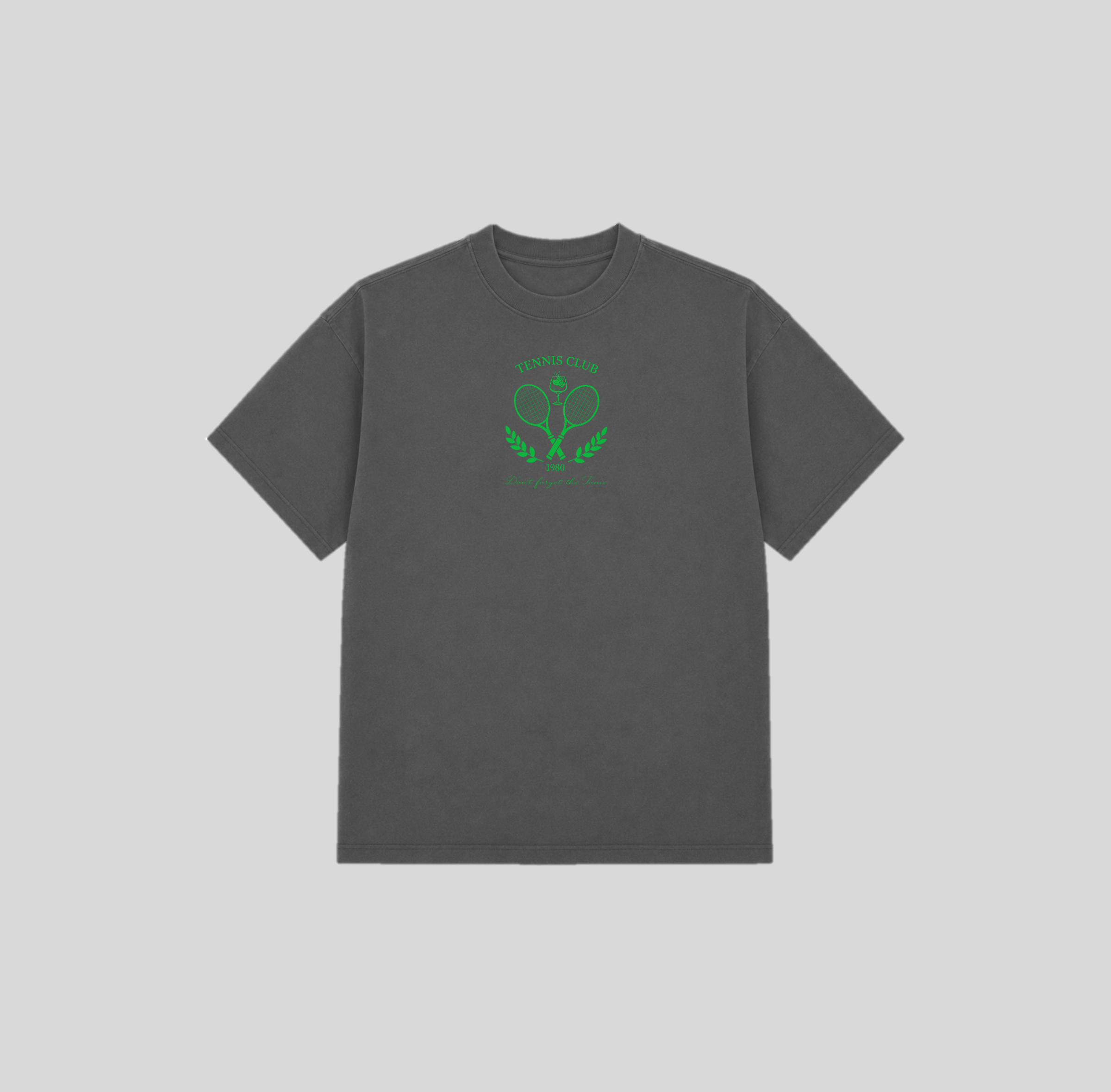 Tennis Club Crest Oversized Heavyweight Tee(Vintage Black)