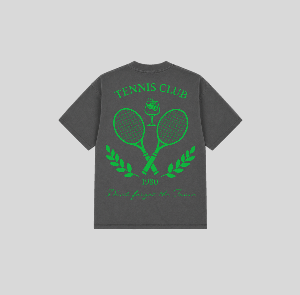 Tennis Club Crest Oversized Heavyweight Tee(Vintage Black)