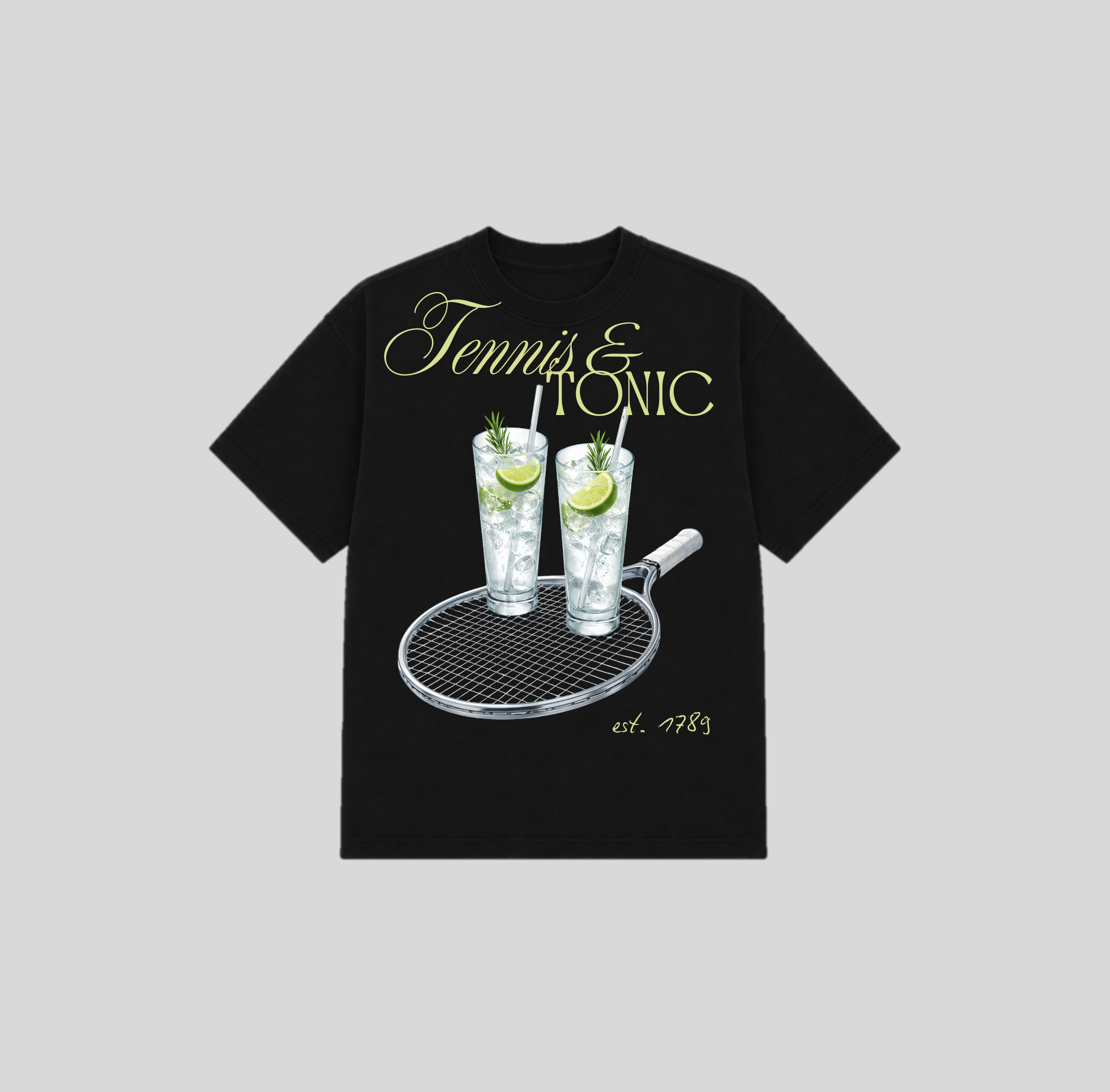 Silver Racket Oversized Heavyweight Tee (Black)