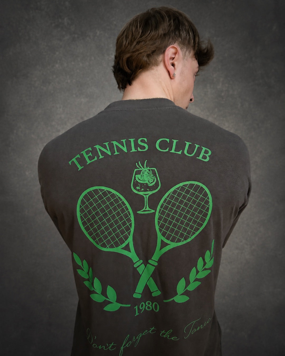 Tennis Club Crest Oversized Heavyweight Tee(Vintage Black)